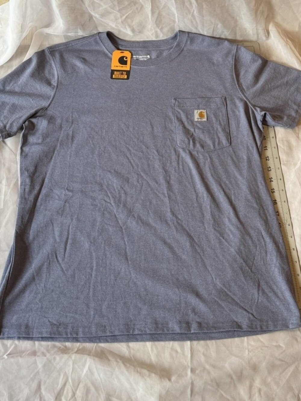 Carhartt Women's Loose Fit Pocket T-Shirt Heather Blue Size L NWT